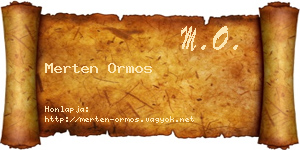 Merten Ormos névjegykártya